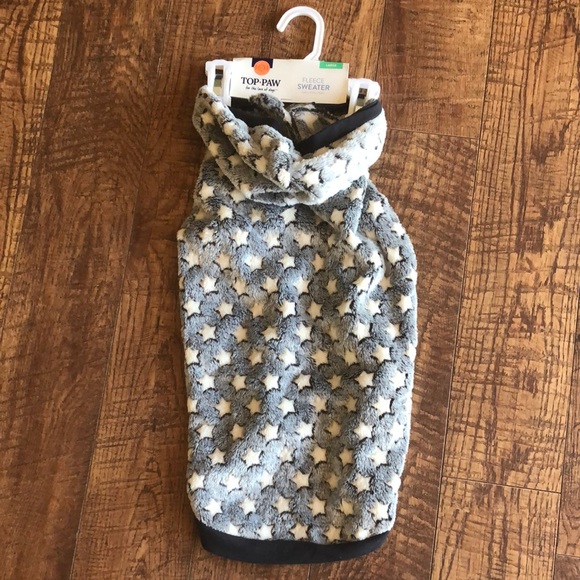 New Large Grey Top Paw Fleece Dog Sweater
